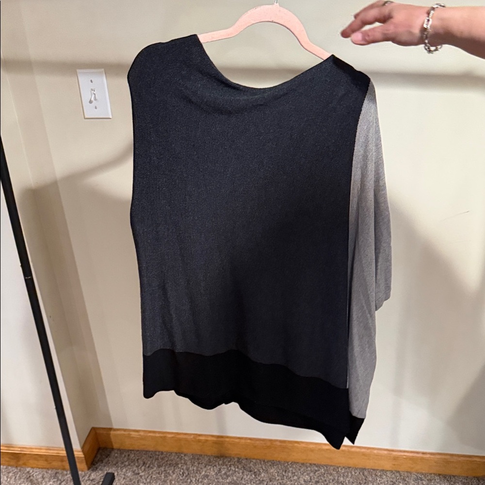 Chic Black and Gray Women's Poncho